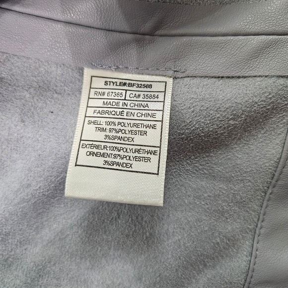 NWT BB Dakota Women's Gray Waterfall Faux Leather Cardigan Jacket. Size M - Picture 6 of 8